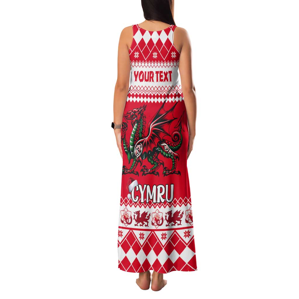 Personalized Wales Christmas Dragon Tank Maxi Dress Nadolig Llawen Red Version - Wonder Print Shop