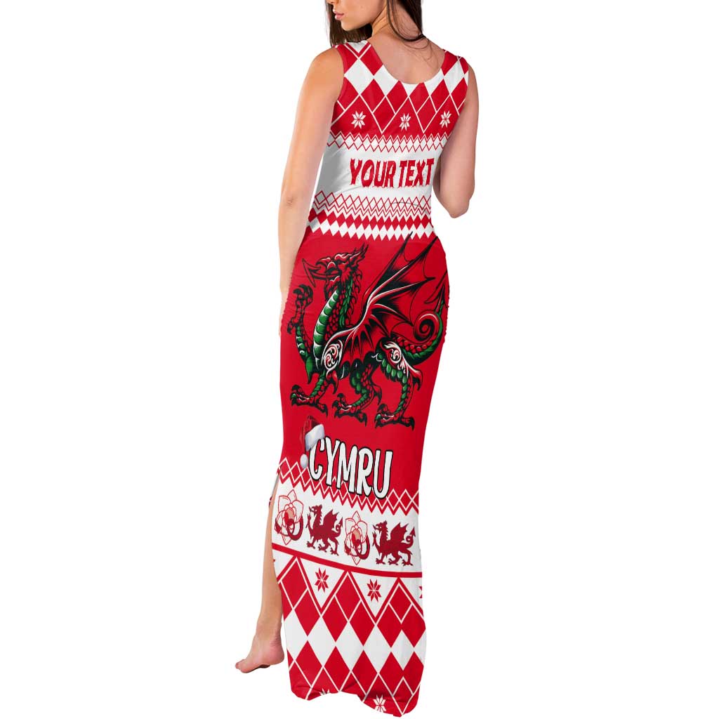 Personalized Wales Christmas Dragon Tank Maxi Dress Nadolig Llawen Red Version - Wonder Print Shop