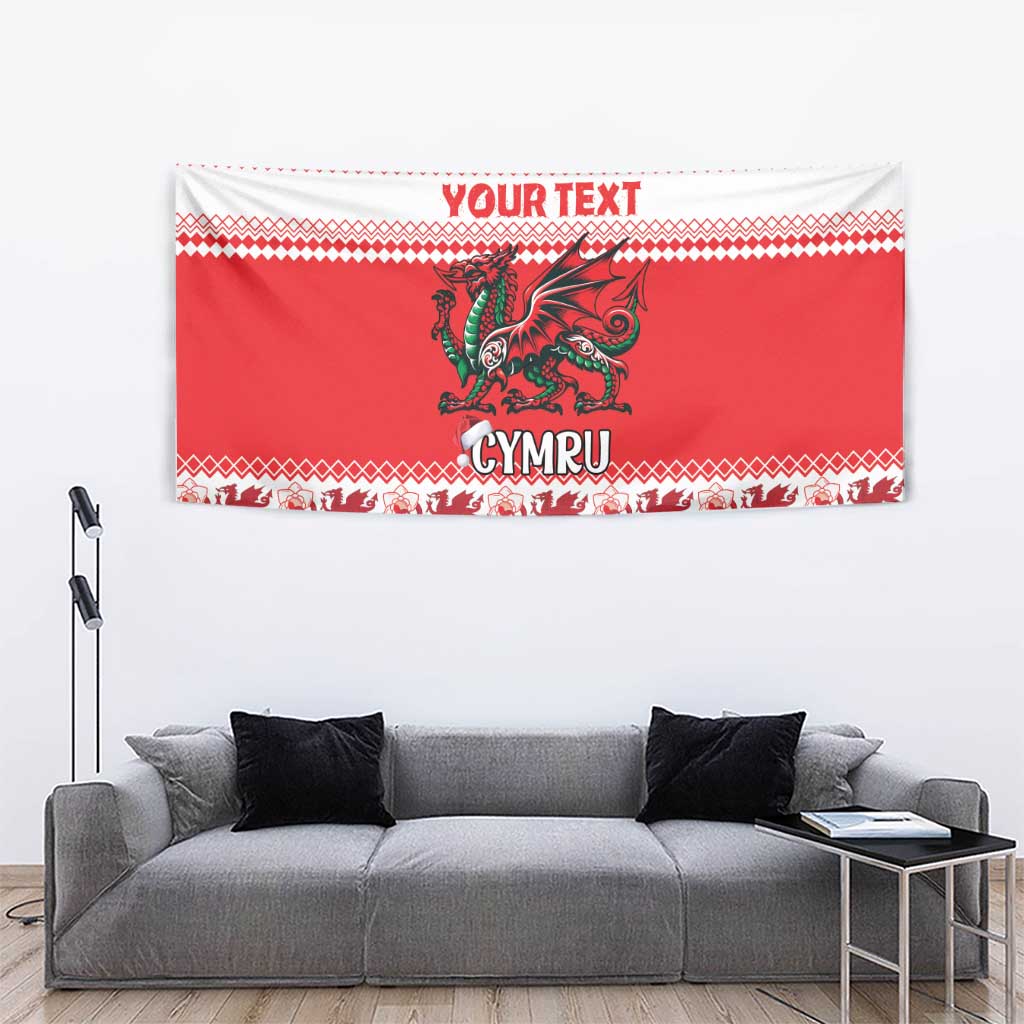 Personalized Wales Christmas Dragon Tapestry Nadolig Llawen Red Version - Wonder Print Shop