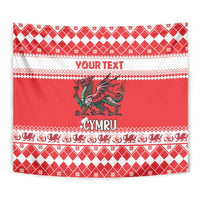 Personalized Wales Christmas Dragon Tapestry Nadolig Llawen Red Version - Wonder Print Shop
