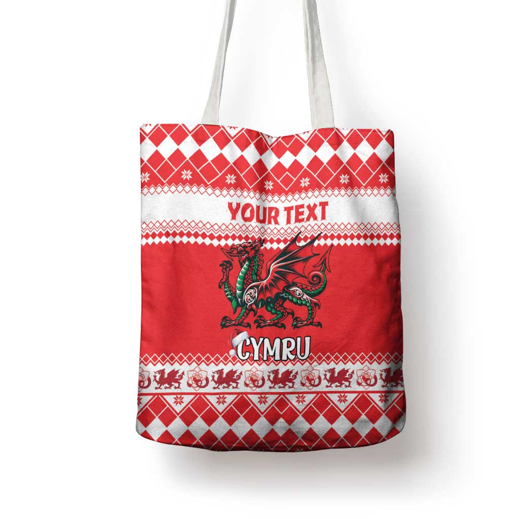 Personalized Wales Christmas Dragon Tote Bag Nadolig Llawen Red Version - Wonder Print Shop