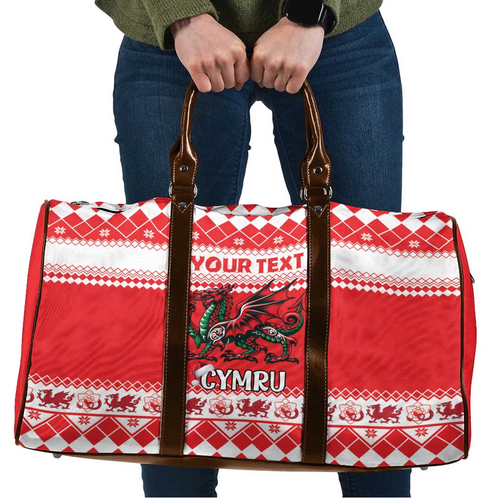 Personalized Wales Christmas Dragon Travel Bag Nadolig Llawen Red Version - Wonder Print Shop