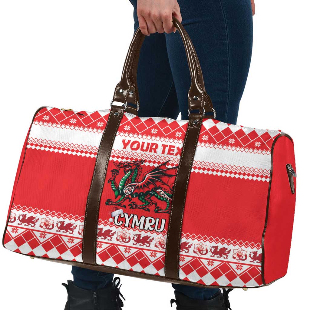 Personalized Wales Christmas Dragon Travel Bag Nadolig Llawen Red Version - Wonder Print Shop