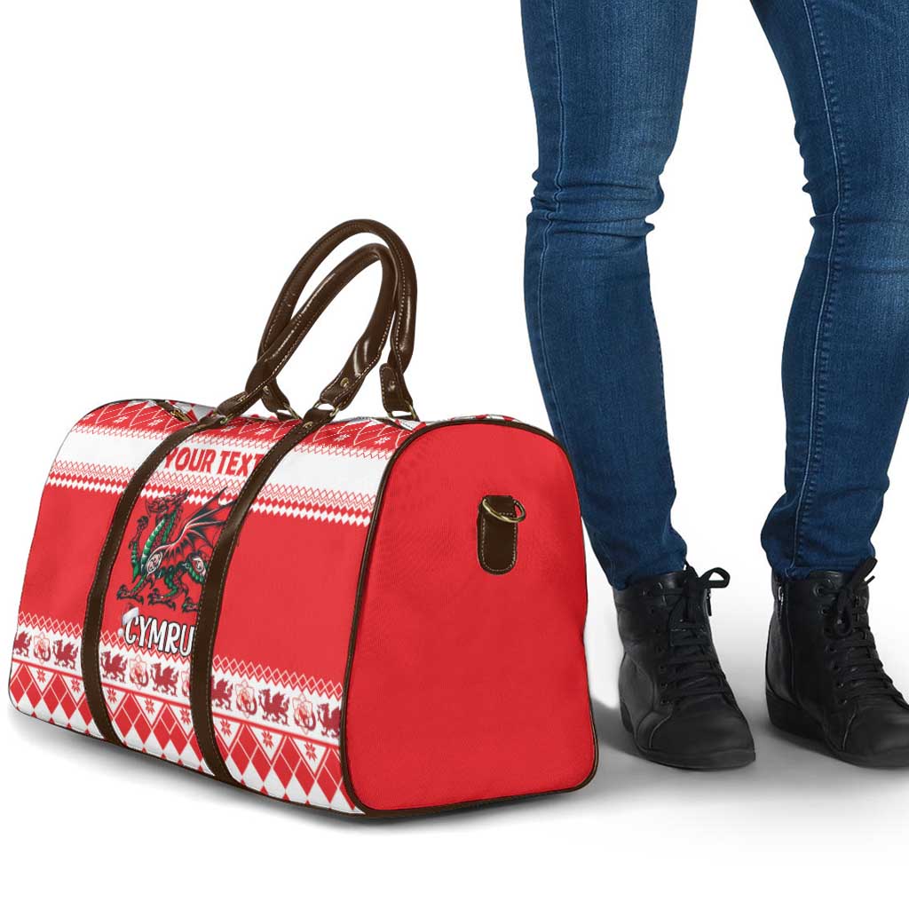 Personalized Wales Christmas Dragon Travel Bag Nadolig Llawen Red Version - Wonder Print Shop