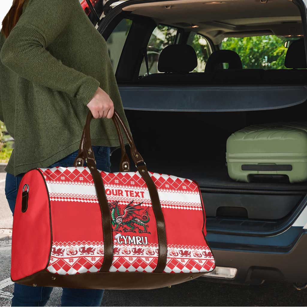 Personalized Wales Christmas Dragon Travel Bag Nadolig Llawen Red Version - Wonder Print Shop