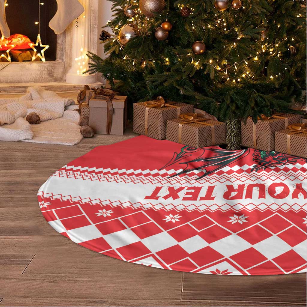 Personalized Wales Christmas Dragon Tree Skirt Nadolig Llawen Red Version - Wonder Print Shop