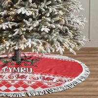 Personalized Wales Christmas Dragon Tree Skirt Nadolig Llawen Red Version - Wonder Print Shop