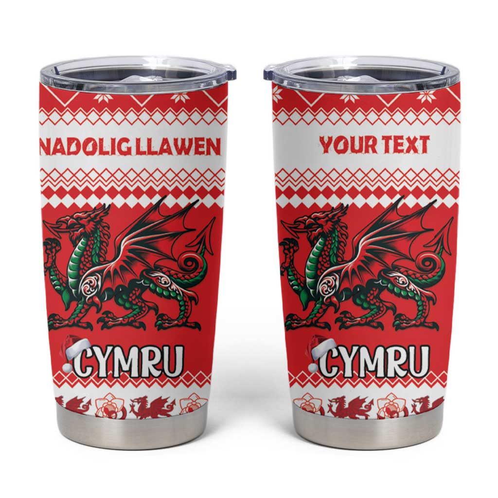 Personalized Wales Christmas Dragon Tumbler Cup Nadolig Llawen Red Version - Wonder Print Shop