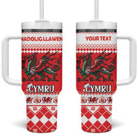 Personalized Wales Christmas Dragon Tumbler With Handle Nadolig Llawen Red Version - Wonder Print Shop