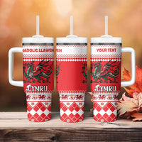 Personalized Wales Christmas Dragon Tumbler With Handle Nadolig Llawen Red Version - Wonder Print Shop