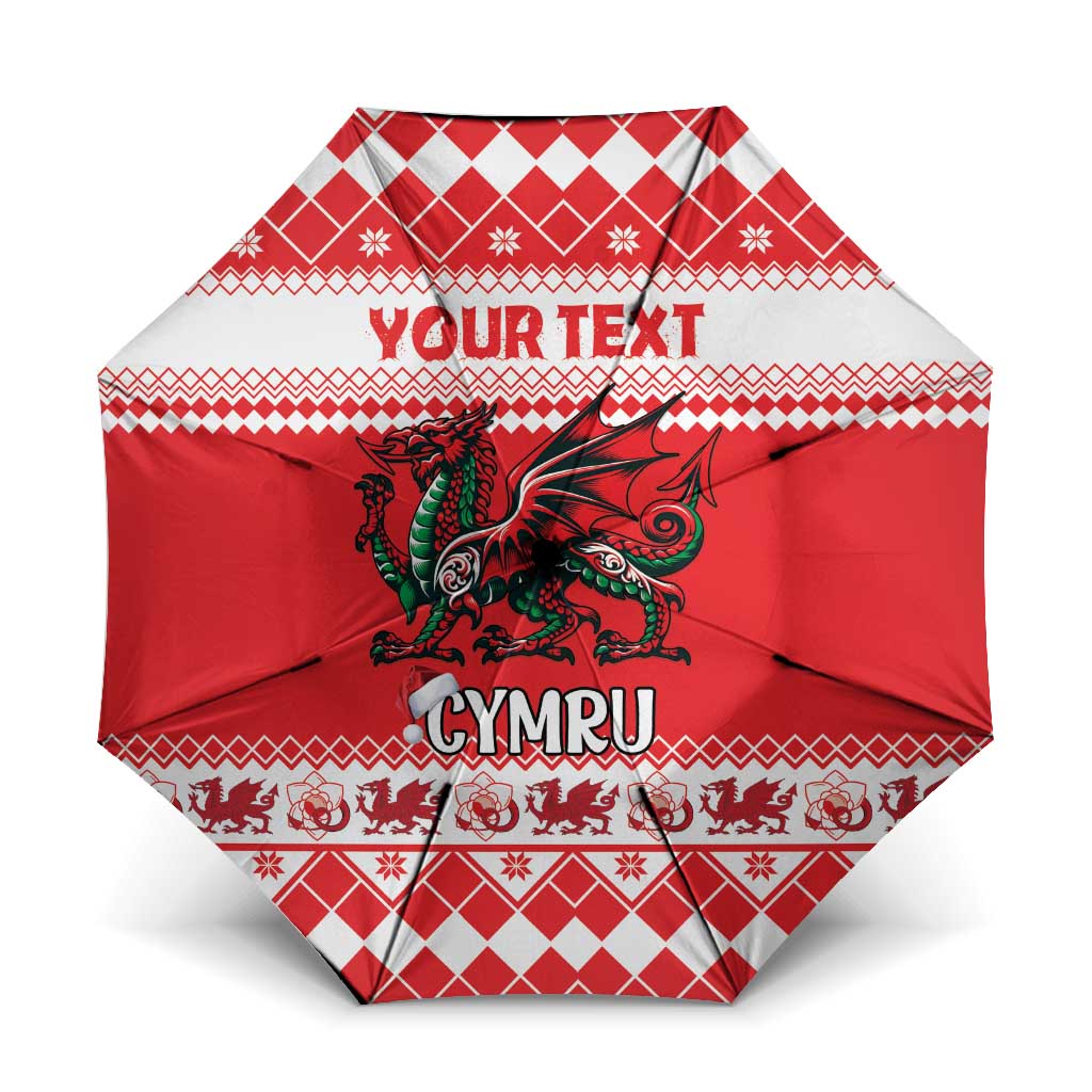 Personalized Wales Christmas Dragon Umbrella Nadolig Llawen Red Version - Wonder Print Shop