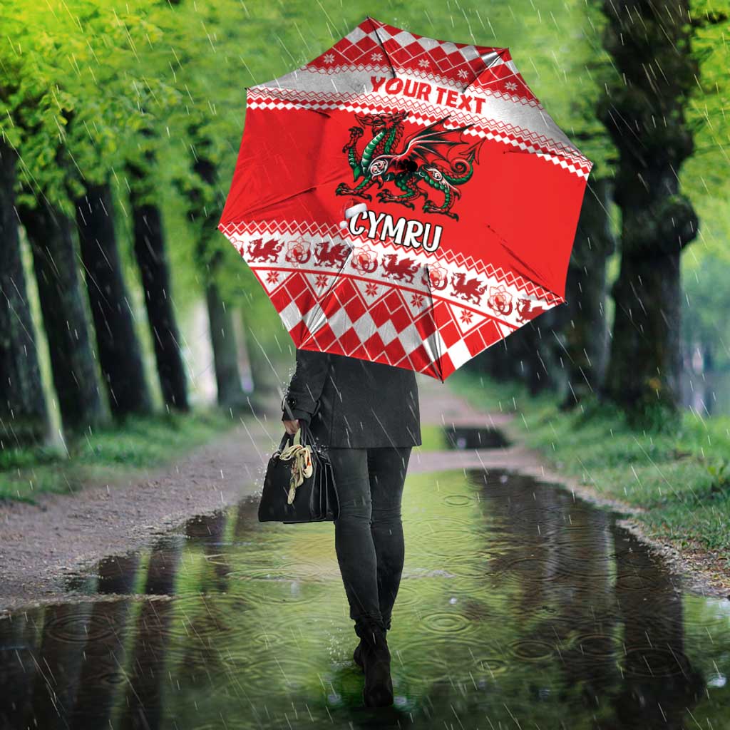 Personalized Wales Christmas Dragon Umbrella Nadolig Llawen Red Version - Wonder Print Shop