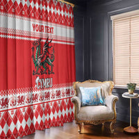 Personalized Wales Christmas Dragon Window Curtain Nadolig Llawen Red Version - Wonder Print Shop