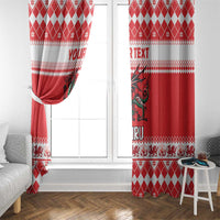 Personalized Wales Christmas Dragon Window Curtain Nadolig Llawen Red Version - Wonder Print Shop