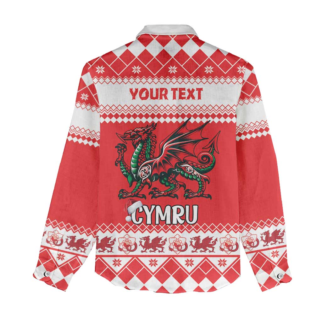 Personalized Wales Christmas Dragon Women Casual Shirt Nadolig Llawen Red Version - Wonder Print Shop