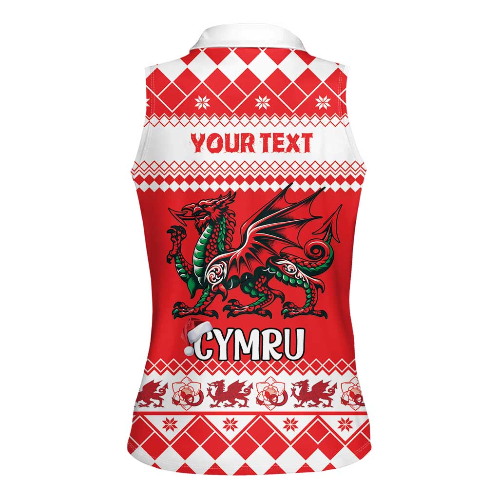 Personalized Wales Christmas Dragon Women Sleeveless Polo Shirt Nadolig Llawen Red Version - Wonder Print Shop