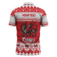 Personalized Wales Christmas Dragon Zipper Polo Shirt Nadolig Llawen Red Version - Wonder Print Shop