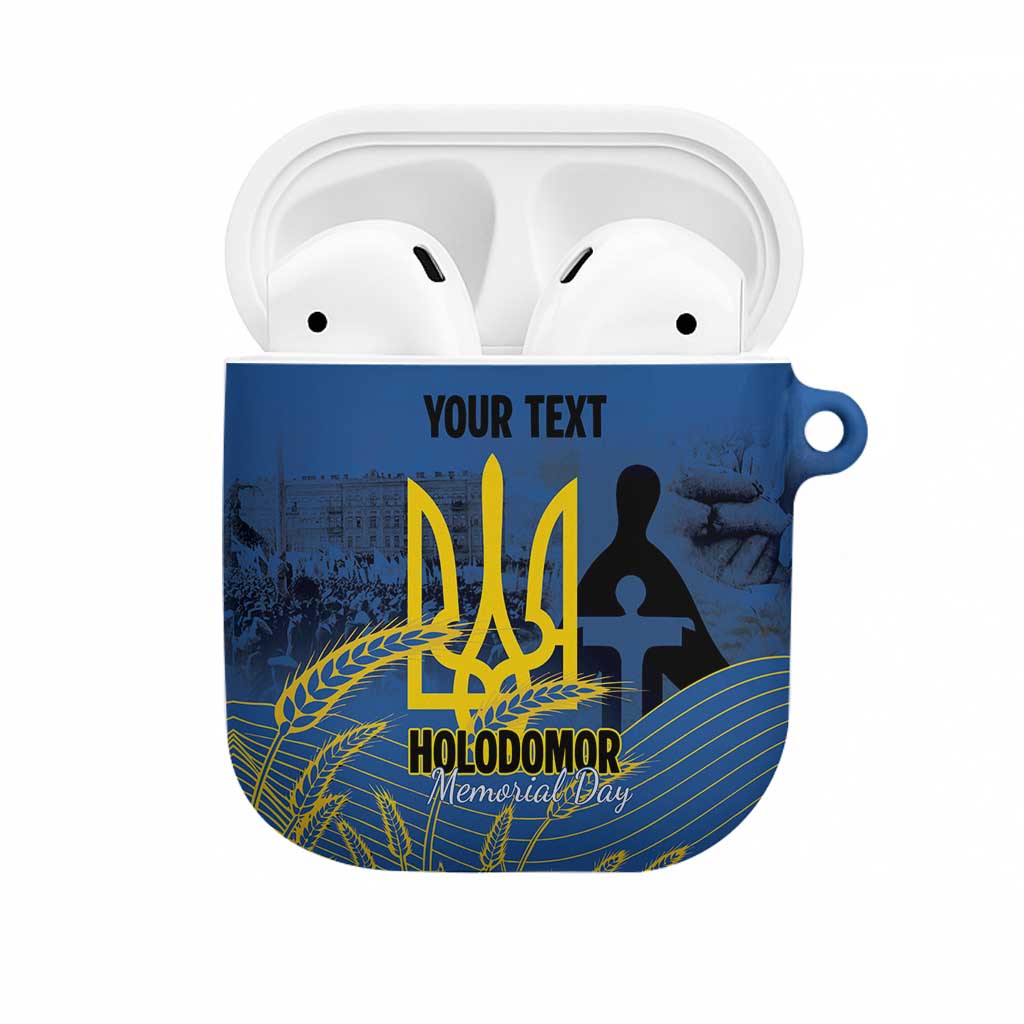 Personalized Holodomor Memorial Day AirPods Case Ukrainian Trident And Wheat Remembrance - Wonder Print Shop