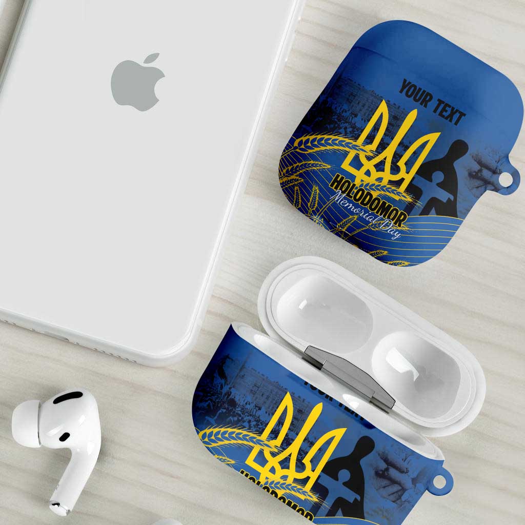 Personalized Holodomor Memorial Day AirPods Case Ukrainian Trident And Wheat Remembrance - Wonder Print Shop
