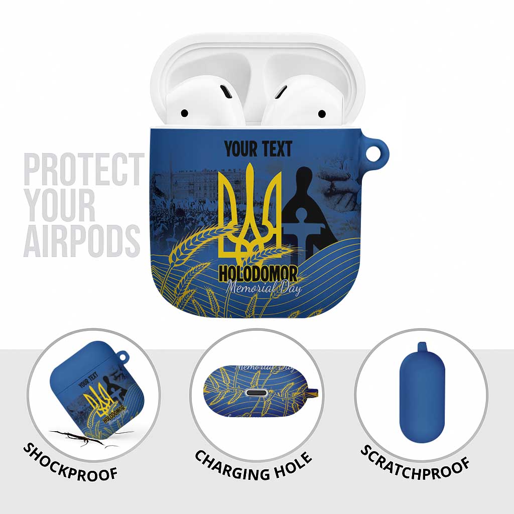 Personalized Holodomor Memorial Day AirPods Case Ukrainian Trident And Wheat Remembrance - Wonder Print Shop