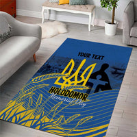 Personalized Holodomor Memorial Day Area Rug Ukrainian Trident And Wheat Remembrance - Wonder Print Shop