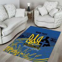 Personalized Holodomor Memorial Day Area Rug Ukrainian Trident And Wheat Remembrance - Wonder Print Shop