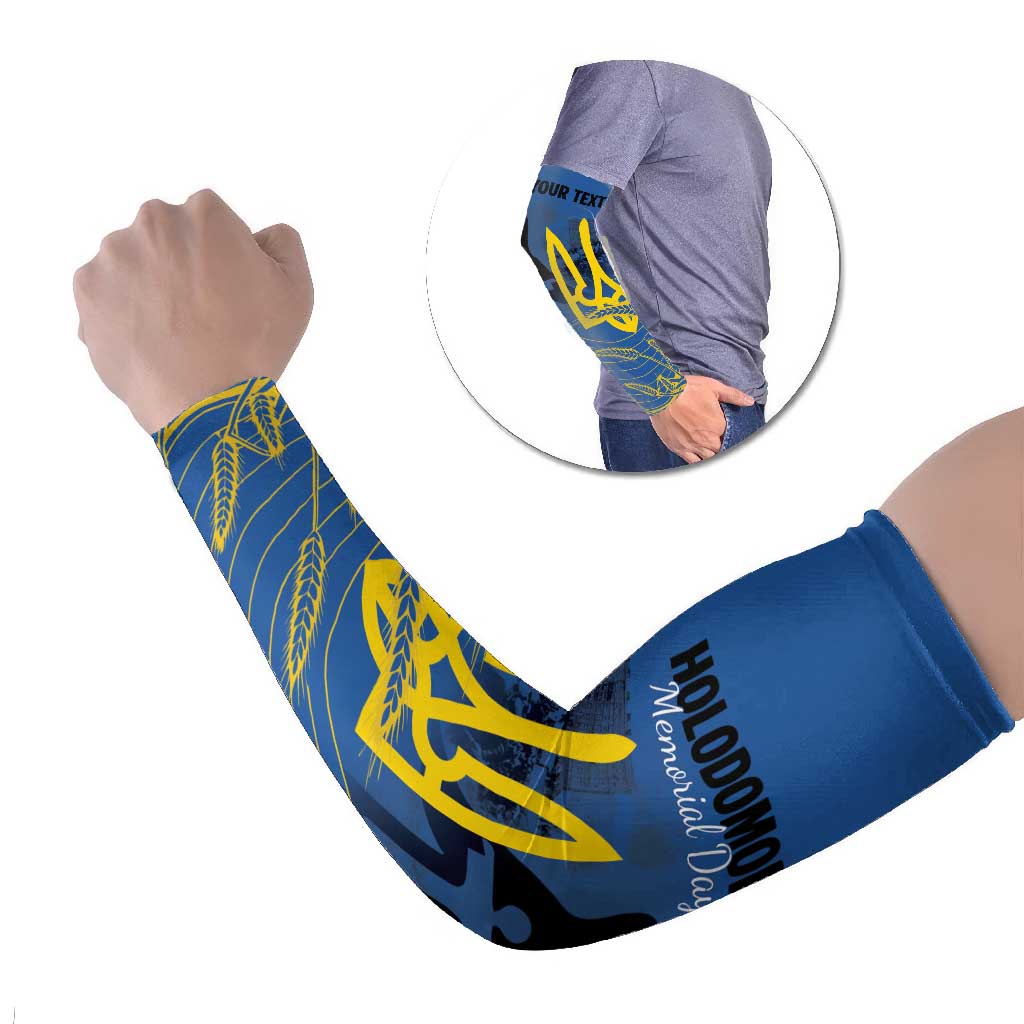 Personalized Holodomor Memorial Day Arm Sleeves Ukrainian Trident And Wheat Remembrance - Wonder Print Shop