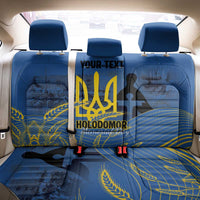 Personalized Holodomor Memorial Day Back Car Seat Cover Ukrainian Trident And Wheat Remembrance - Wonder Print Shop