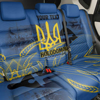 Personalized Holodomor Memorial Day Back Car Seat Cover Ukrainian Trident And Wheat Remembrance - Wonder Print Shop
