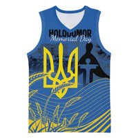 Personalized Holodomor Memorial Day Basketball Jersey Ukrainian Trident And Wheat Remembrance - Wonder Print Shop