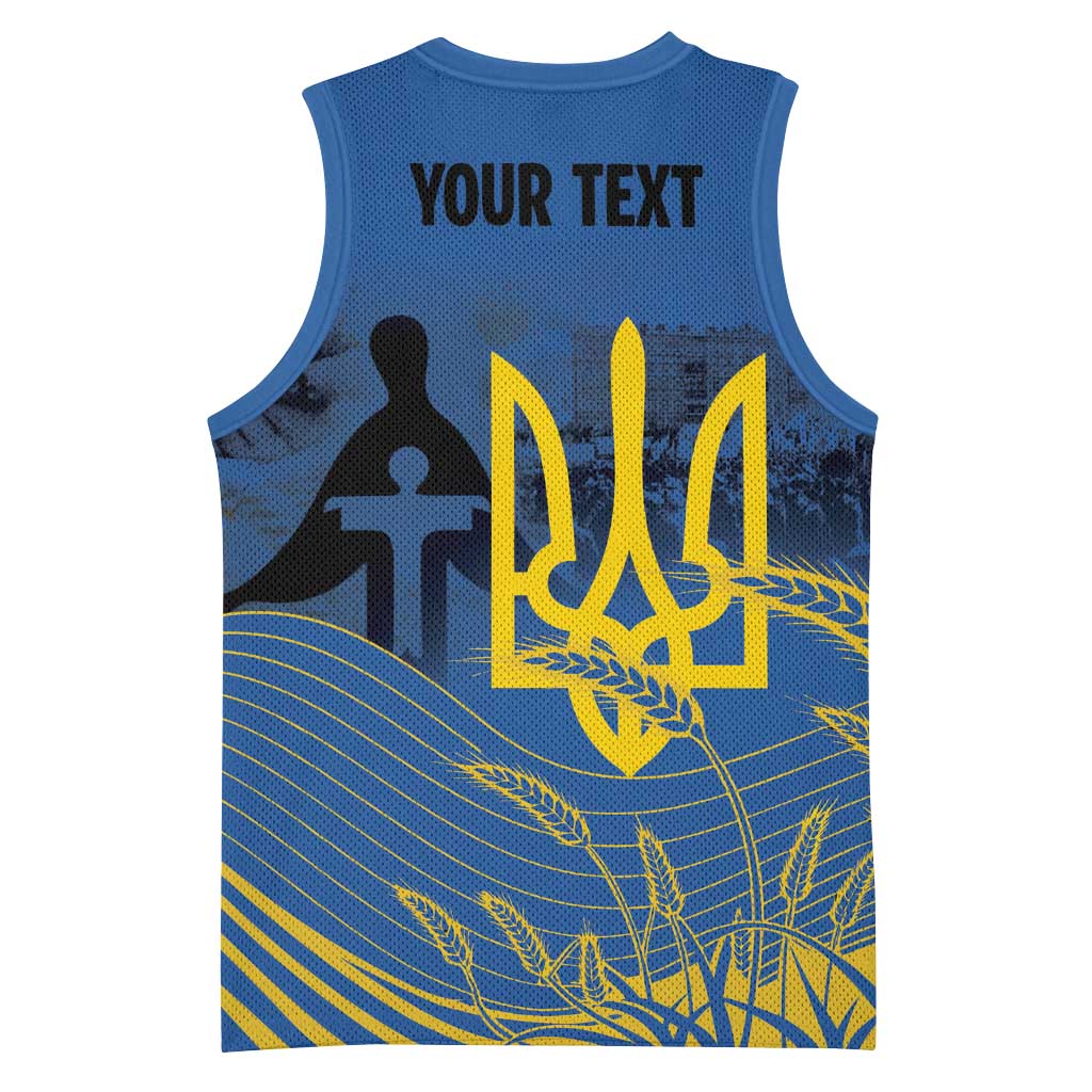 Personalized Holodomor Memorial Day Basketball Jersey Ukrainian Trident And Wheat Remembrance - Wonder Print Shop