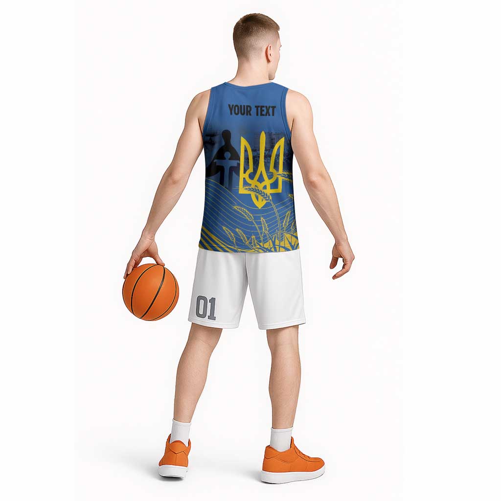 Personalized Holodomor Memorial Day Basketball Jersey Ukrainian Trident And Wheat Remembrance - Wonder Print Shop