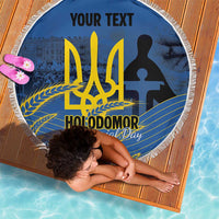 Personalized Holodomor Memorial Day Beach Blanket Ukrainian Trident And Wheat Remembrance - Wonder Print Shop