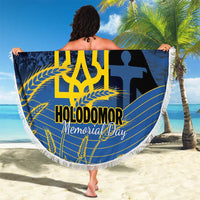Personalized Holodomor Memorial Day Beach Blanket Ukrainian Trident And Wheat Remembrance - Wonder Print Shop
