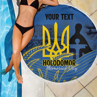 Personalized Holodomor Memorial Day Beach Blanket Ukrainian Trident And Wheat Remembrance - Wonder Print Shop