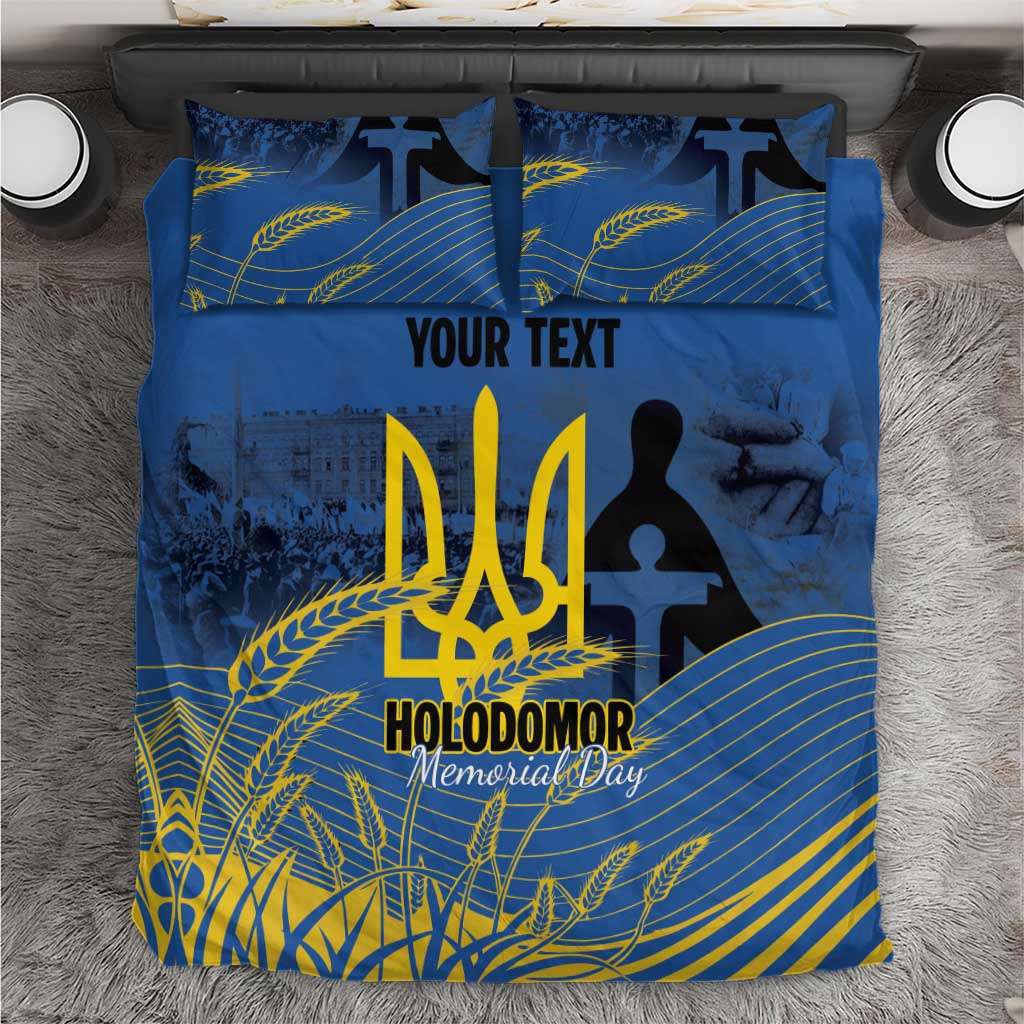 Personalized Holodomor Memorial Day Bedding Set Ukrainian Trident And Wheat Remembrance - Wonder Print Shop