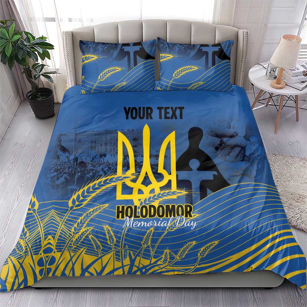 Personalized Holodomor Memorial Day Bedding Set Ukrainian Trident And Wheat Remembrance - Wonder Print Shop