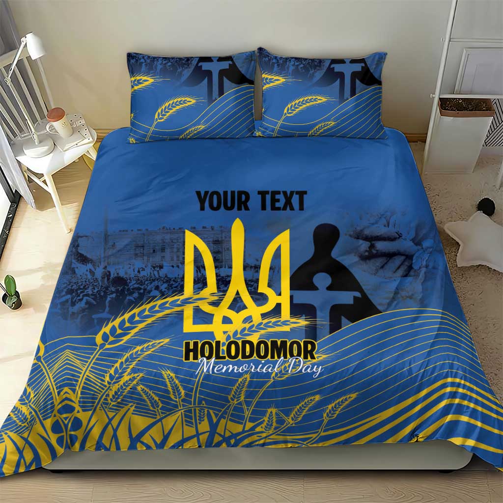 Personalized Holodomor Memorial Day Bedding Set Ukrainian Trident And Wheat Remembrance - Wonder Print Shop