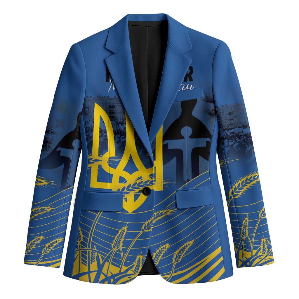 Personalized Holodomor Memorial Day Blazer Ukrainian Trident And Wheat Remembrance - Wonder Print Shop