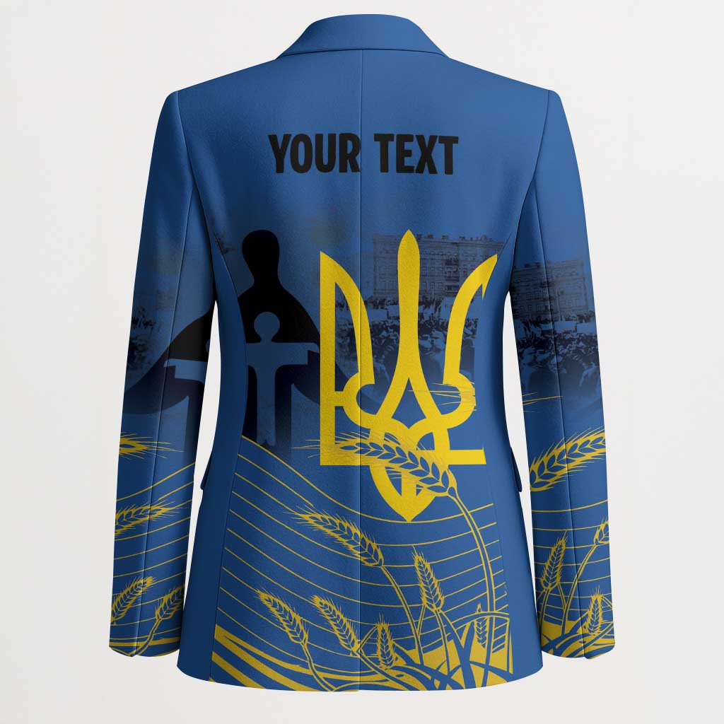 Personalized Holodomor Memorial Day Blazer Ukrainian Trident And Wheat Remembrance - Wonder Print Shop