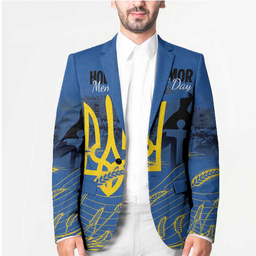 Personalized Holodomor Memorial Day Blazer Ukrainian Trident And Wheat Remembrance - Wonder Print Shop