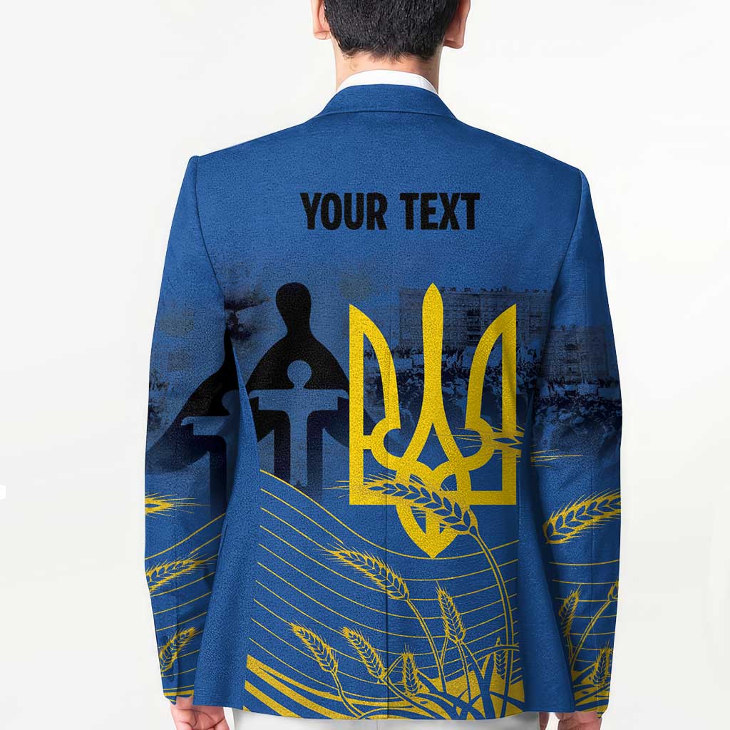 Personalized Holodomor Memorial Day Blazer Ukrainian Trident And Wheat Remembrance - Wonder Print Shop