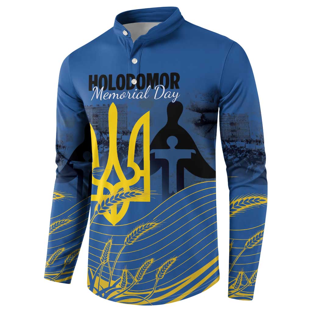 Personalized Holodomor Memorial Day Button Sweatshirt Ukrainian Trident And Wheat Remembrance - Wonder Print Shop