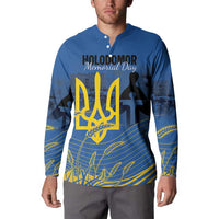 Personalized Holodomor Memorial Day Button Sweatshirt Ukrainian Trident And Wheat Remembrance - Wonder Print Shop