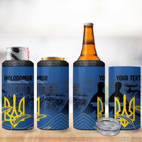 Personalized Holodomor Memorial Day 4 in 1 Can Cooler Tumbler Ukrainian Trident And Wheat Remembrance - Wonder Print Shop