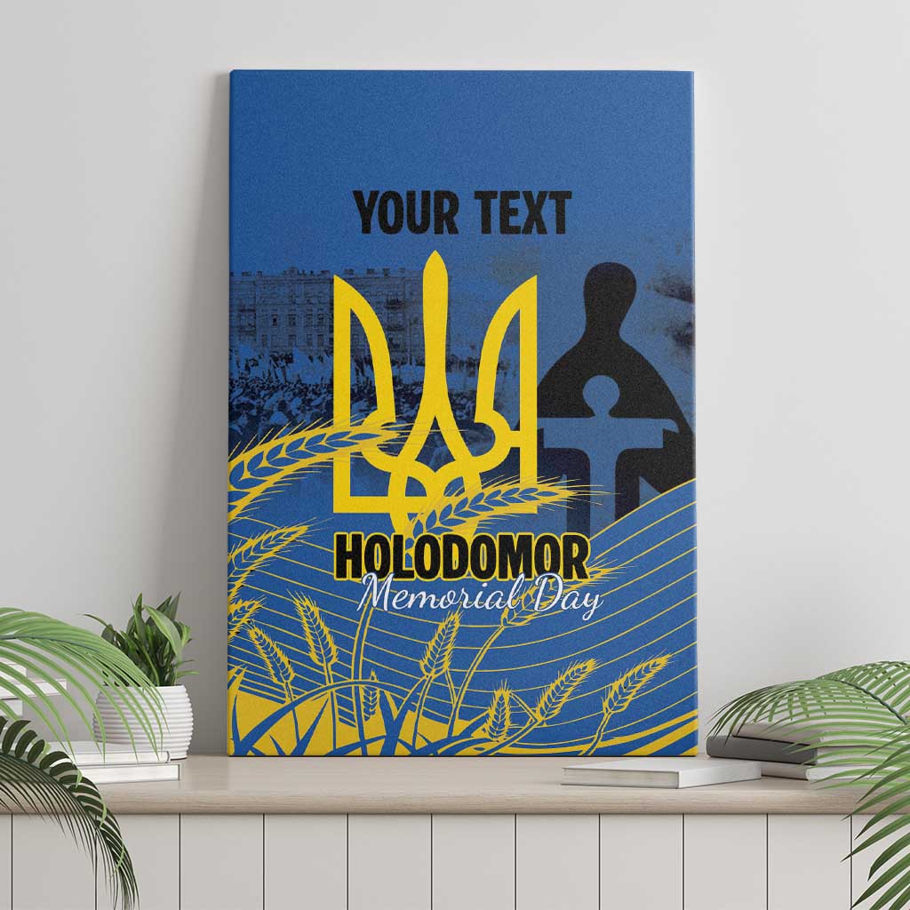 Personalized Holodomor Memorial Day Canvas Wall Art Ukrainian Trident And Wheat Remembrance - Wonder Print Shop