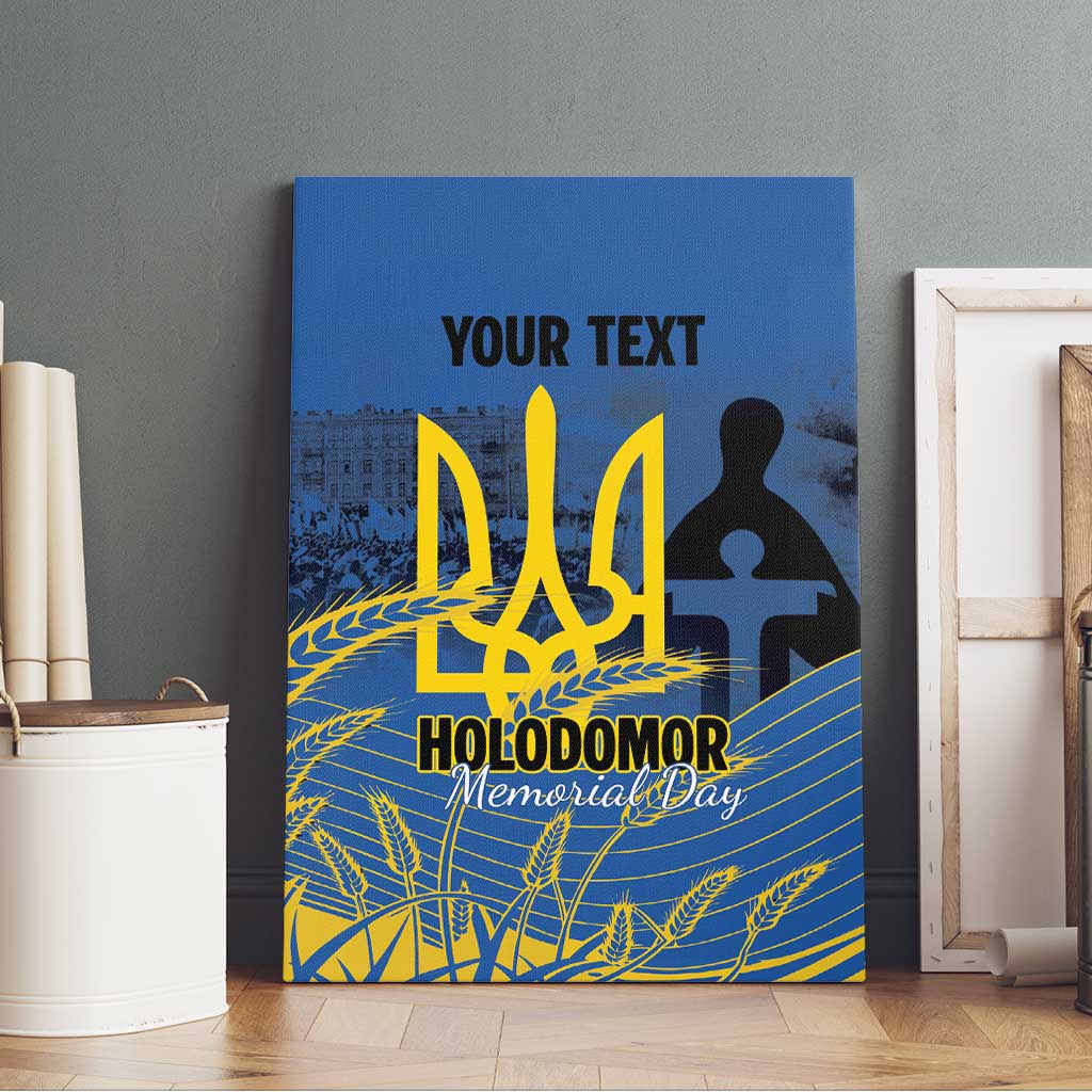 Personalized Holodomor Memorial Day Canvas Wall Art Ukrainian Trident And Wheat Remembrance - Wonder Print Shop