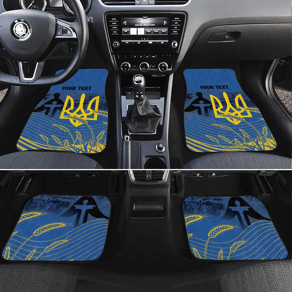 Personalized Holodomor Memorial Day Car Mats Ukrainian Trident And Wheat Remembrance - Wonder Print Shop