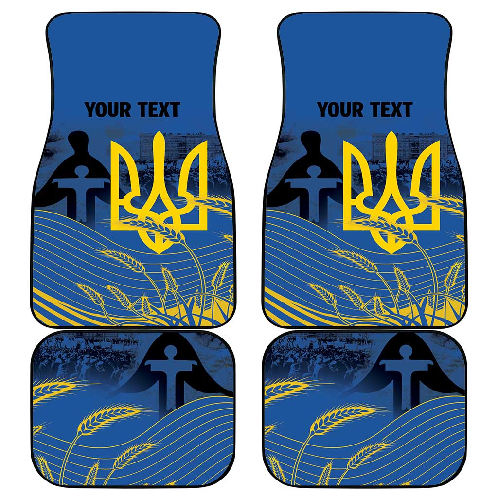 Personalized Holodomor Memorial Day Car Mats Ukrainian Trident And Wheat Remembrance - Wonder Print Shop