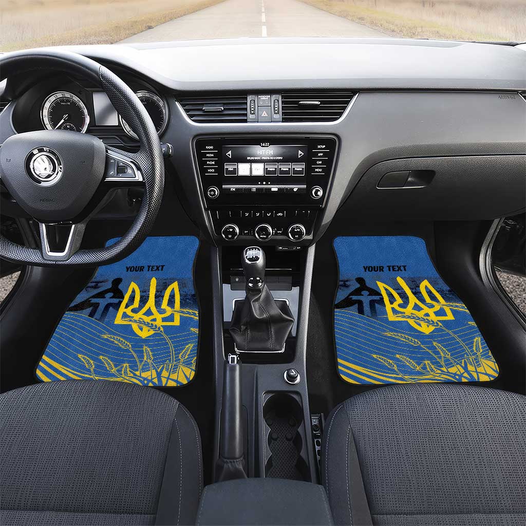 Personalized Holodomor Memorial Day Car Mats Ukrainian Trident And Wheat Remembrance - Wonder Print Shop